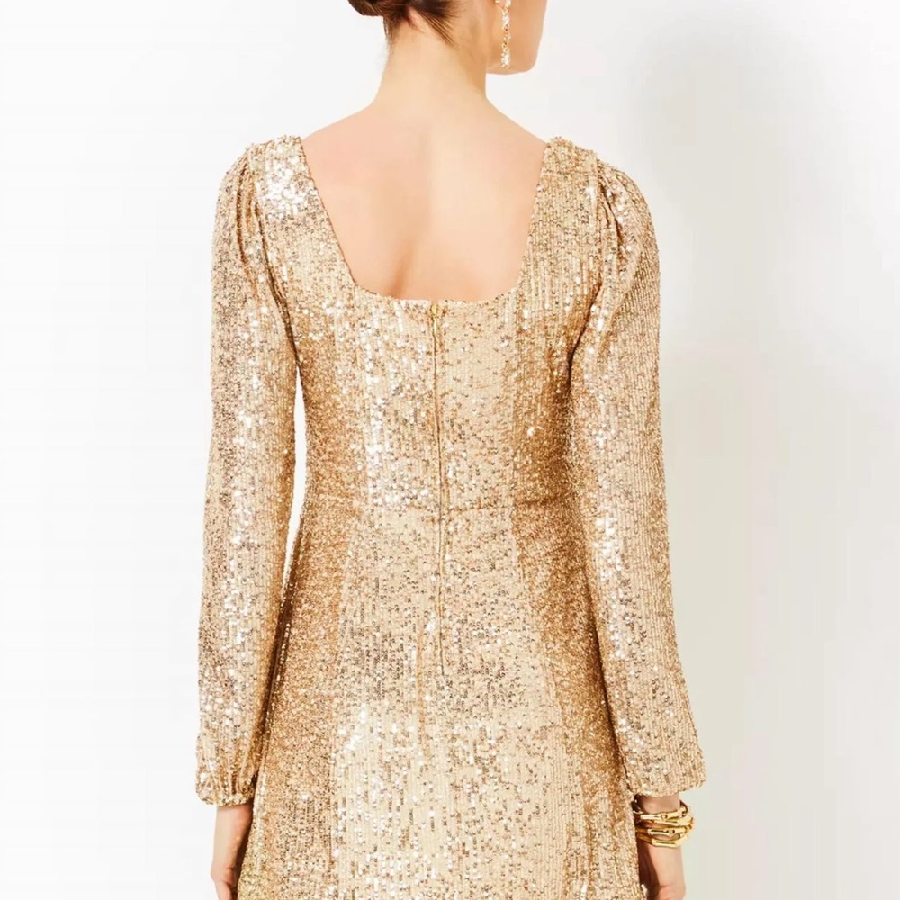 Lilly Pulitzer Gold Sequin Long Sleeve Dress - Picture 2 of 6